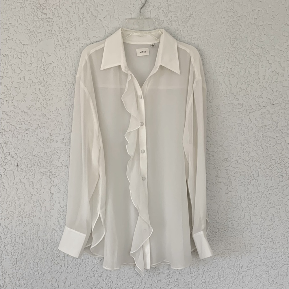 Wilfred Elegant White Ruffled Blouse size S